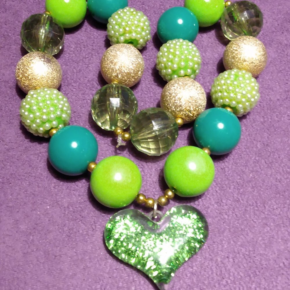 Pop Chunky Green Bling Necklace
